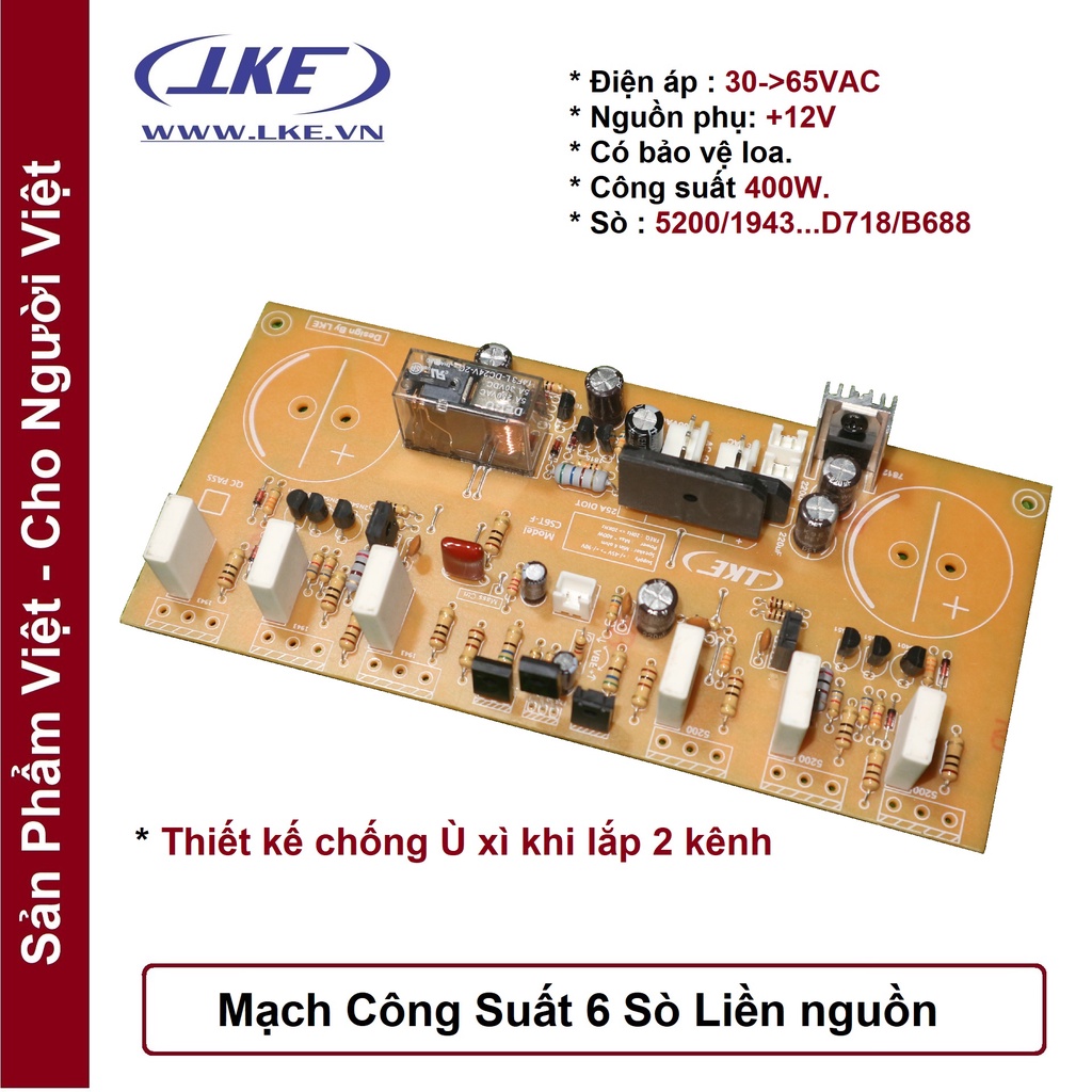 Mạch công suất 6 sò liền nguồn LKE