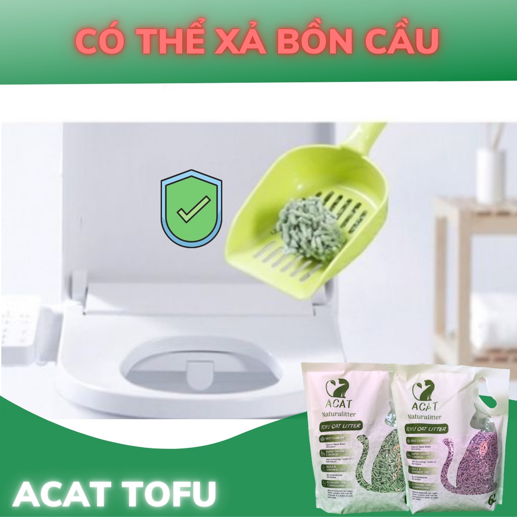 Cát đậu phụ tofu cho mèo ACAT TOFU túi 6lit, 100% đậu nành tự nhiên