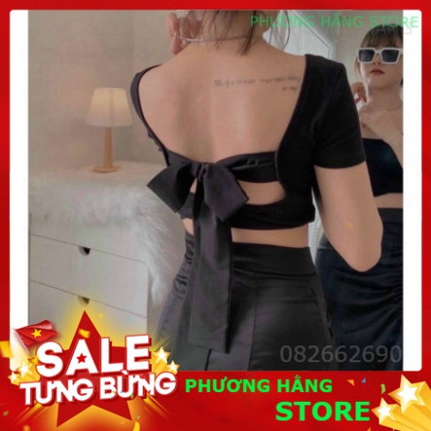 ÁO CROPTOP BODY BUỘC NƠ LƯNG SEXY ĐEN TRẮNG - ÁO CRT NỮ HỞ LƯNG CỘT NƠ PHÍA SAU - PH💎👑