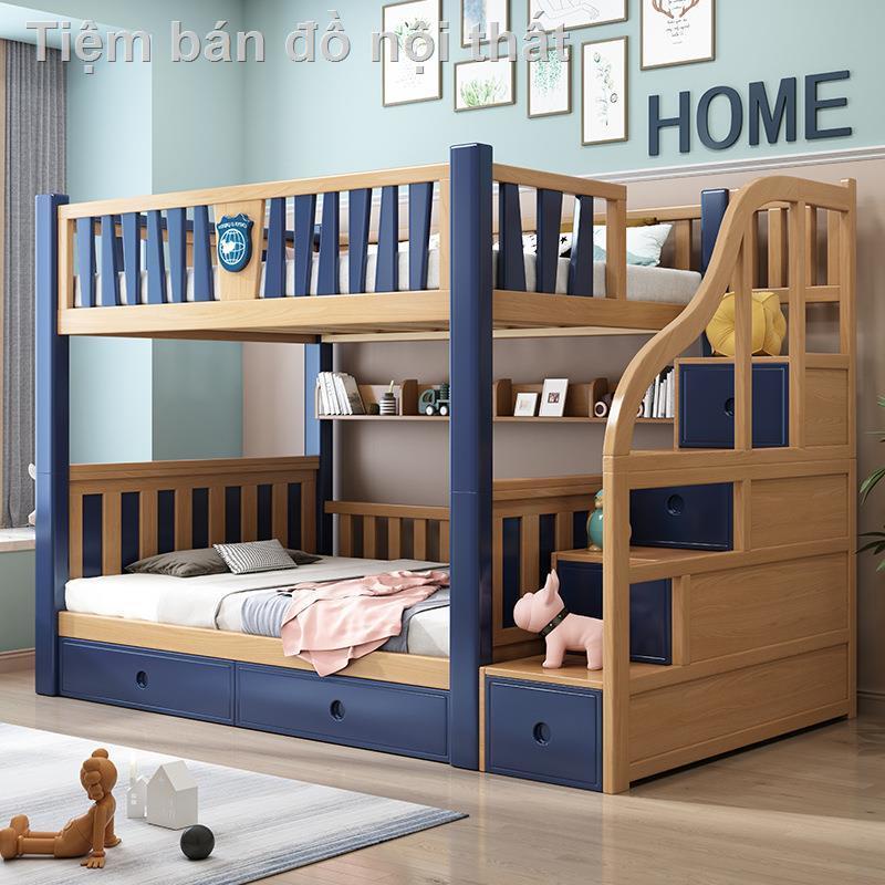 ❀∋Giường tầng gỗ cứng dày cho mẹ người lớn và trẻ em giường hai lớp chiều cao trẻ em - mẹ và giường tầng trẻ em chia tần