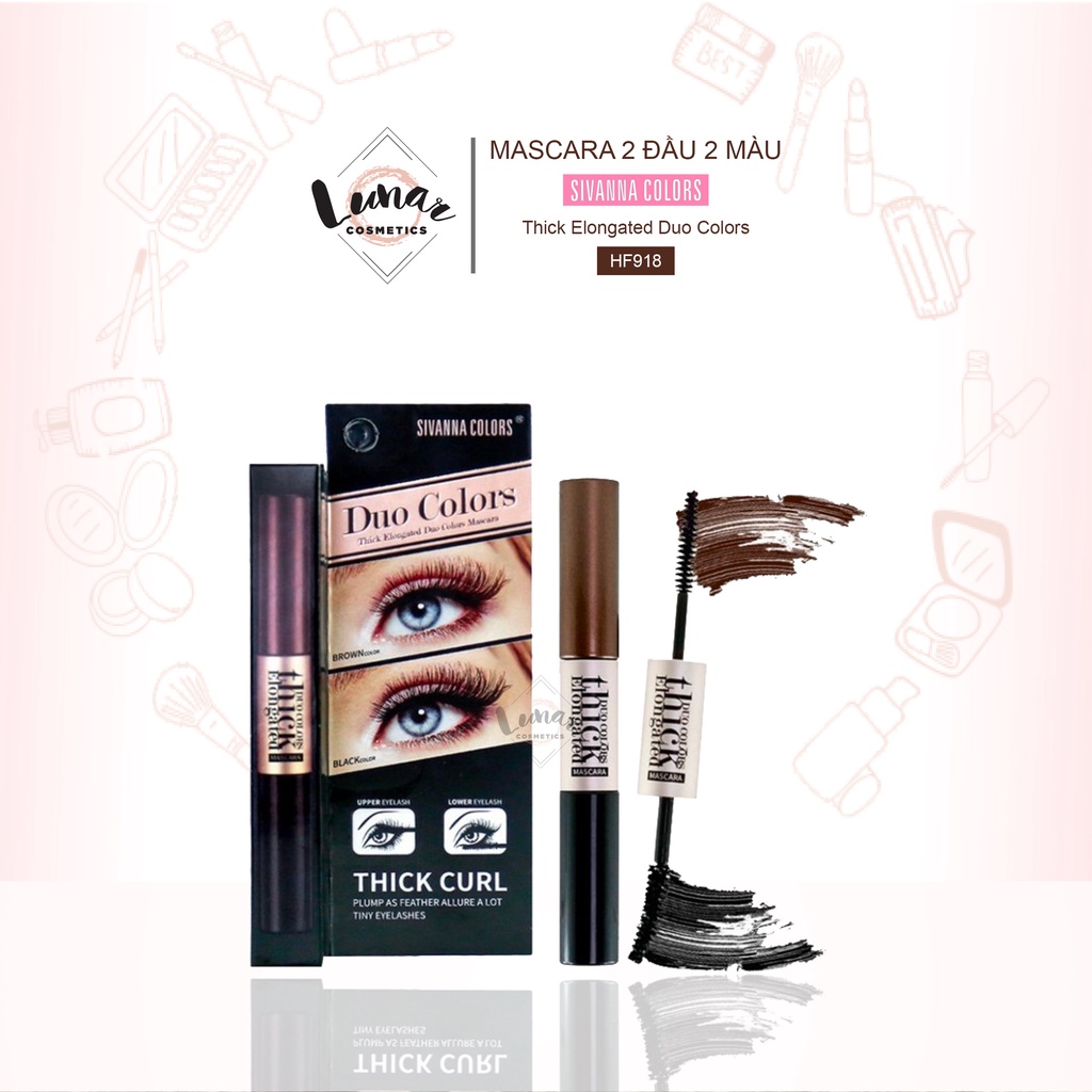 Mascara 2 Đầu 2 Màu Nâu Đen Sivanna Colors Thick Elongated Duo Colors HF918