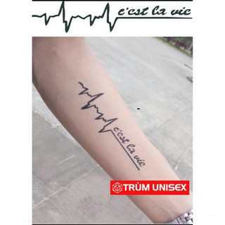 Tấm dán xăm tatoo Nam Nữ độc đáo Nhịp tim C'Est lavie Meo 1 tấm gồm 3 hình TNSTATTOO01 PhillipStore