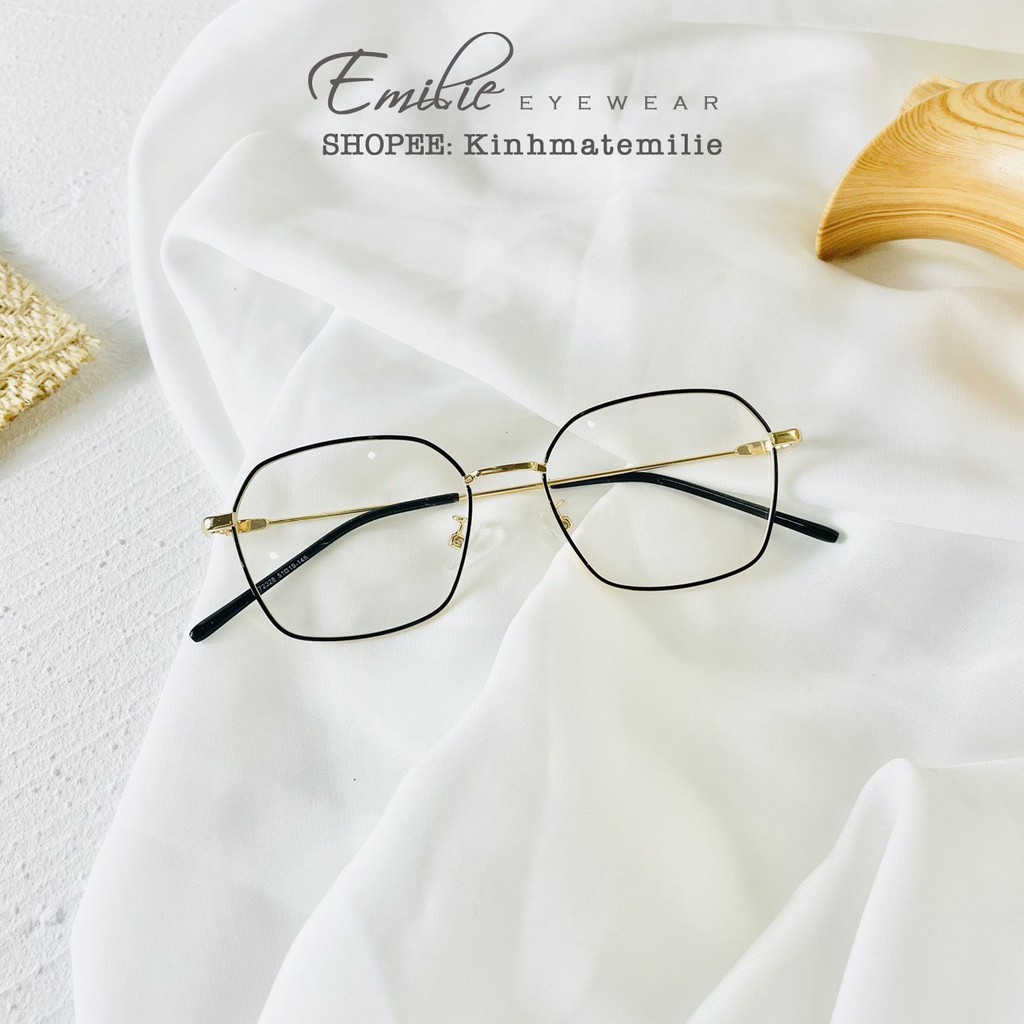 Kính gọng mảnh vuông đa giác nam nữ Emilie eyewear chất liệu kim loại phụ kiện thời trang 72328