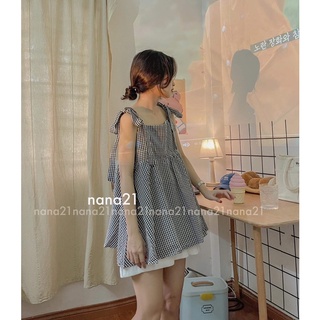 Set áo 2 dây kẻ + quần short