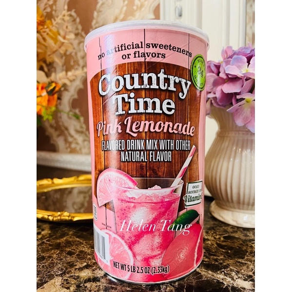 BỘT PHA NƯỚC CHANH ĐÀO COUNTRY TIME DRINK MIX PINK LEMONADE MỸ 2.33KG/Giá :#375k