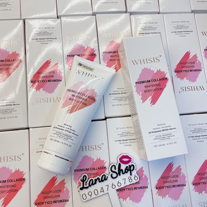 Dưỡng Thể Trắng Da WHISIS PERMIUM COLLAGEN WHITENING BODY LOTION 200ml