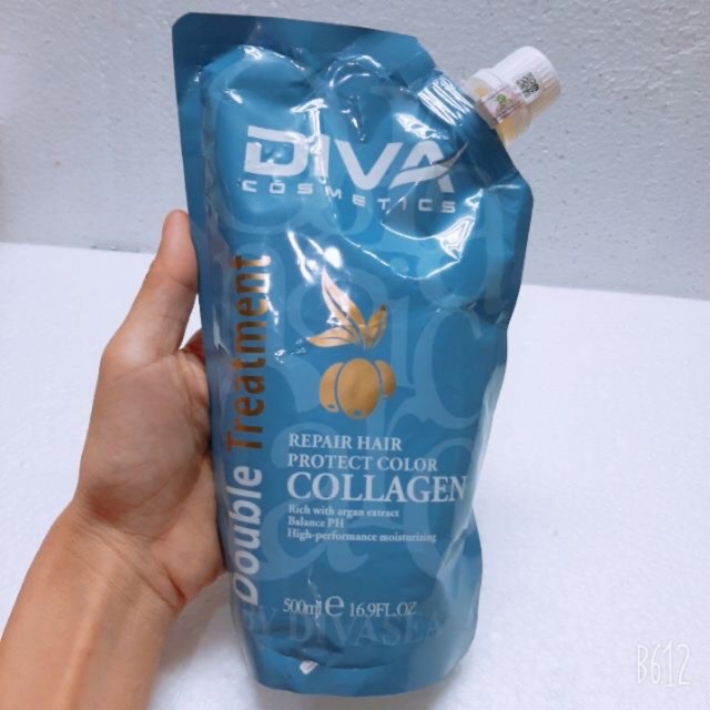 Kem hấp ủ tóc COLLAGEN DIVA 500ML giúp tóc hết khô xơ gãy rụng hư tổn chẻ ngọn