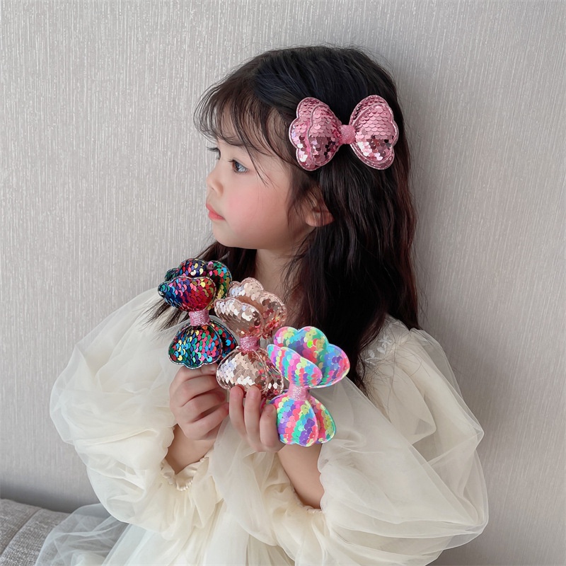 Kẹp tóc kim sa nổi bật mới cho bé gái nơ to, nàng tiên cá