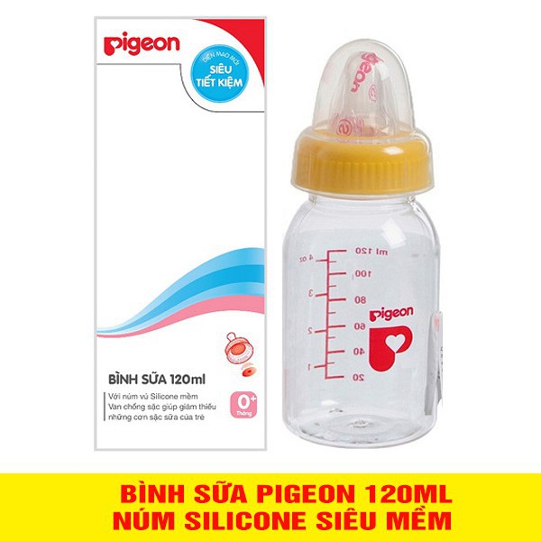 [HÀNG CÔNG TY] BÌNH SỮA PP TIÊU CHUẨN PIGEON 120ML, 240ML