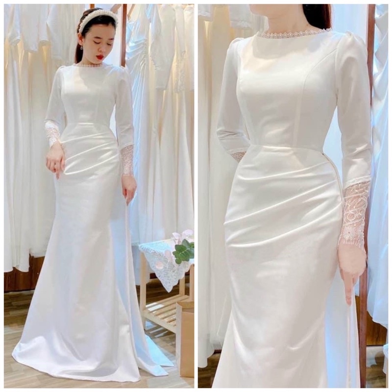 MS1297 ĐẦM BODY ĐUÔI CÁ TÔN DÁNG PHỐI TÀ NGOÀI full S/M/L/XL