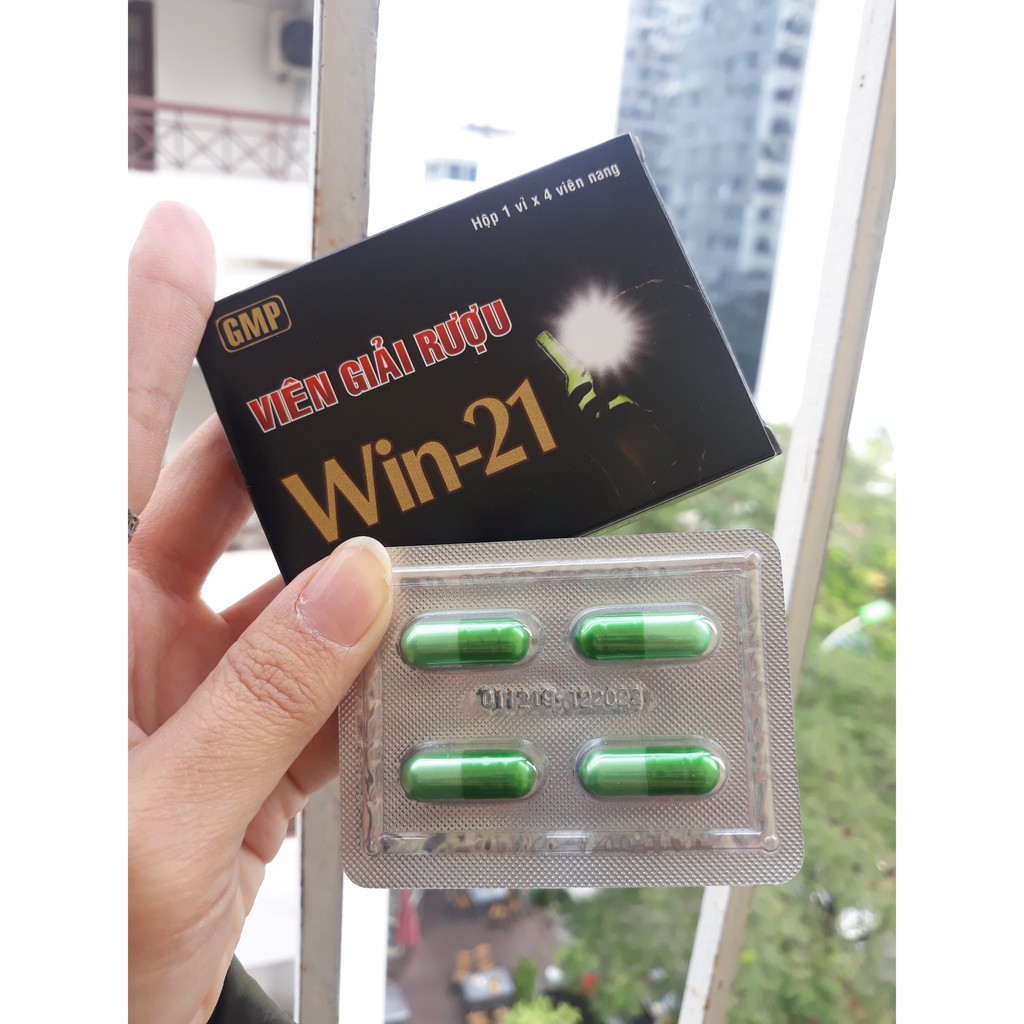 Viên giải rượu Win 21 hạn chế tác hại của rượu với cơ thể. Hộp 4 viên