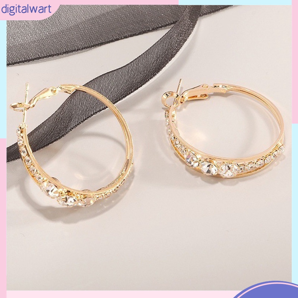 Bông Tai Tròn Đính Đá Lấp Lánh Quyến Rũ Dành Cho Nữ