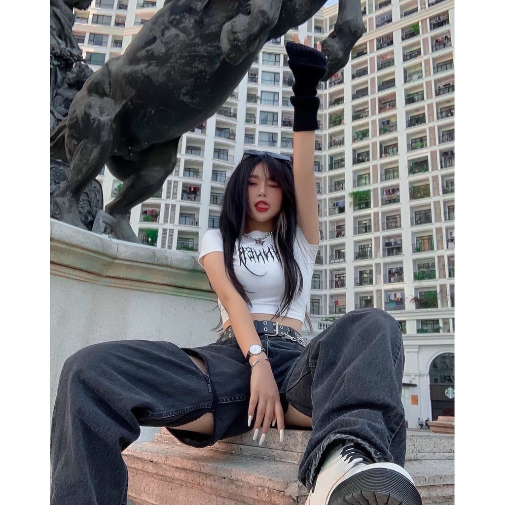 Áo Thun Croptop Sinner- Áo Sinner chất bo tăm form ôm cực dễ phối đồ | BigBuy360 - bigbuy360.vn