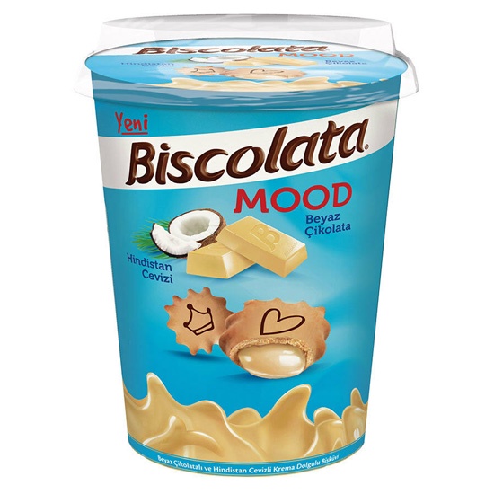 Bánh quy nhân Socola trắng và kem dừa Biscolata Mood 125g