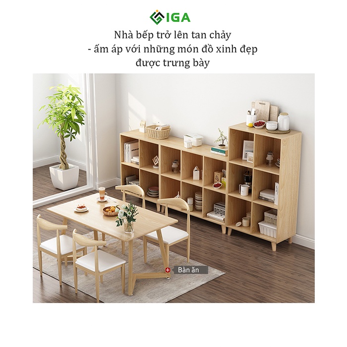 Kệ sách gỗ đa năng, tủ để đồ trang trí phòng phong cách Nordic chính hãng IGA - GP163-166