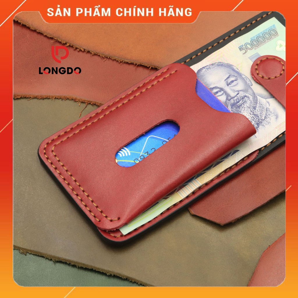 Ví Sen 5 Cao Cấp - Cam Kết 100% Da Bò Thật - Ví Nam Nhỏ Gọn Màu Đỏ Hàng Chính Hãng Thương Hiệu Longdo Leather