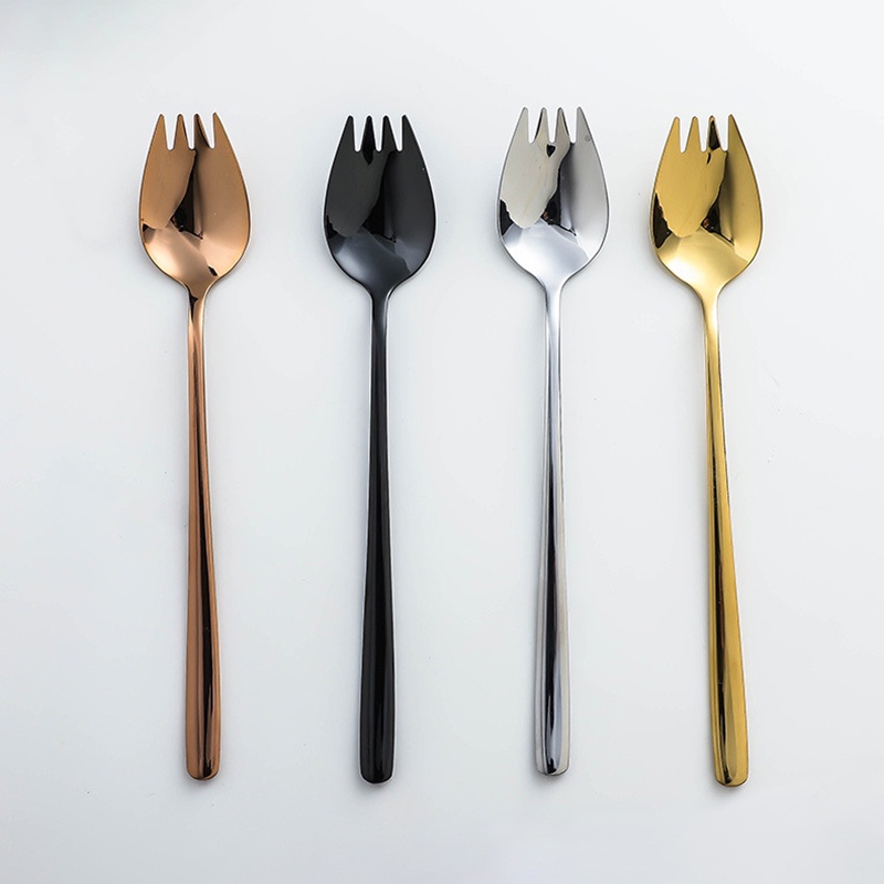 304 Salad Inox Giỏ Cắm Muỗng Nĩa Tích Hợp Trái Cây Thìa Ăn Liền Muỗng Nĩa Thìa Tráng Miệng Trái Cây Nĩa