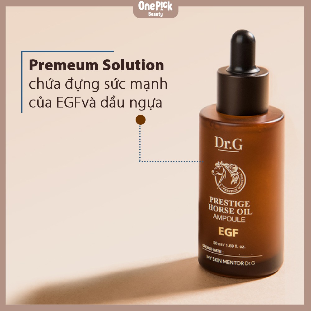 Tinh chất Dr.G Prestige Horse Oil cấp ẩm, làm dịu da, ngăn ngừa lão hóa, cải thiện độ đàn hồi và thâm sạm giúp làn da khỏe mạnh vượt trội với thành phần EGF, Dầu Ngựa phù hợp cho cả da nhạy cảm [Dr.G Prestige Horse Oil EGF Ampoule 50ml]