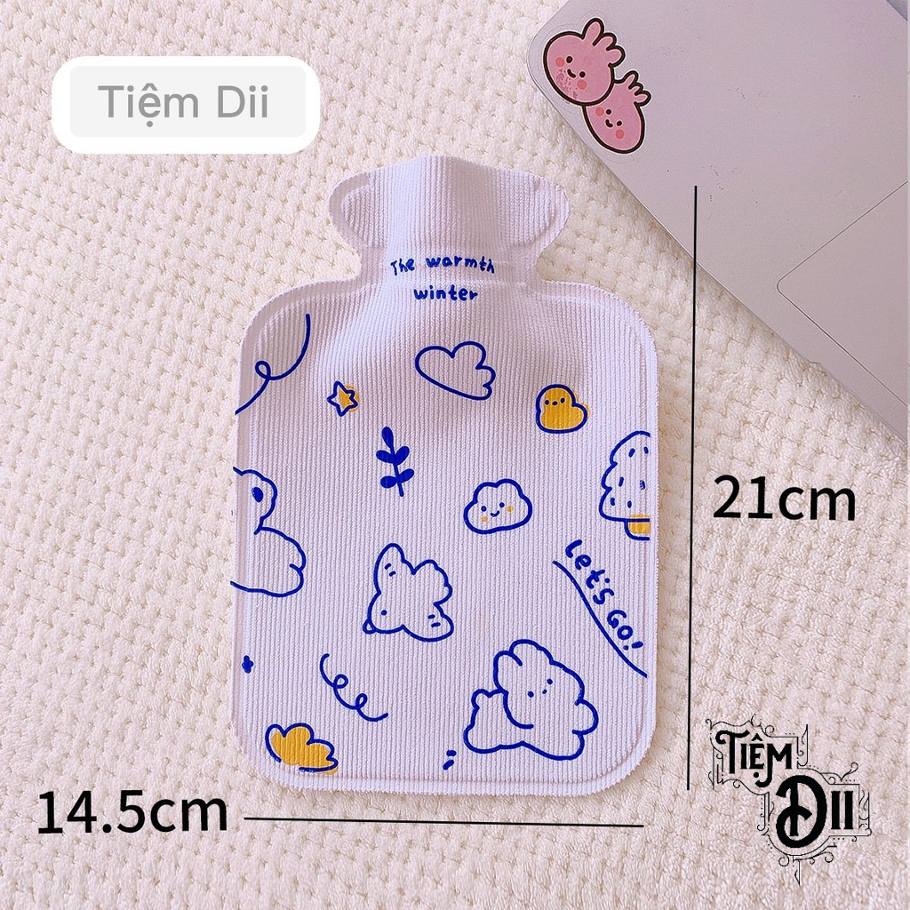 [500ml] Túi Chườm Nóng Lạnh Vỏ Nhung Màu Trắng Tặng Bạn Gái Ngày Dâu Túi Giữ Nhiệt Đổ Nước Dễ Sử Dụng