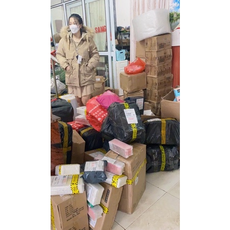 Áo khoác parka nữ phao lót lông, Áo Parka nữ lót lông túi kép 2021 dây rút eo sành điệu Ulzzang Lông mũ tháo rời