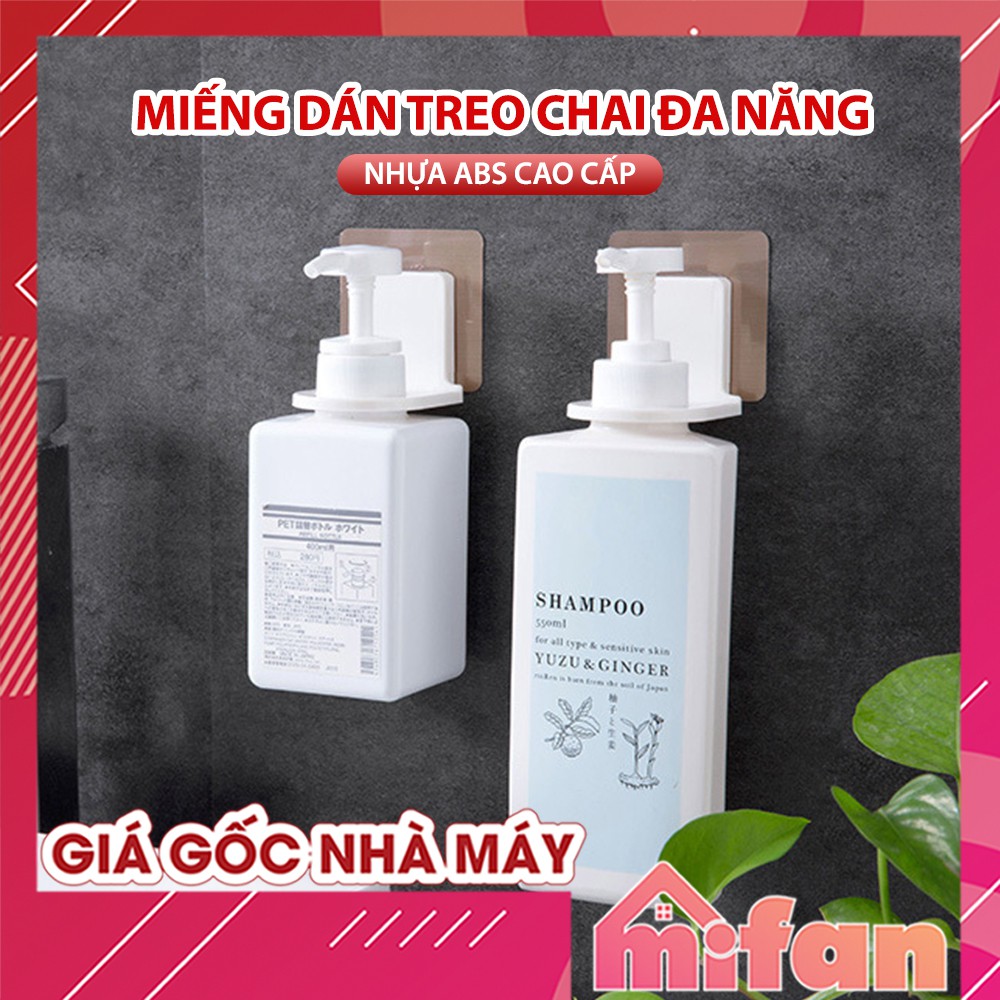 Móc Dán Tường Treo Chai Dầu Gội Đầu, Sữa Tắm, Nước Rửa Tay - Nhựa ABS cao cấp, Miếng Dán Siêu Dính Chịu Lực - MIFAN