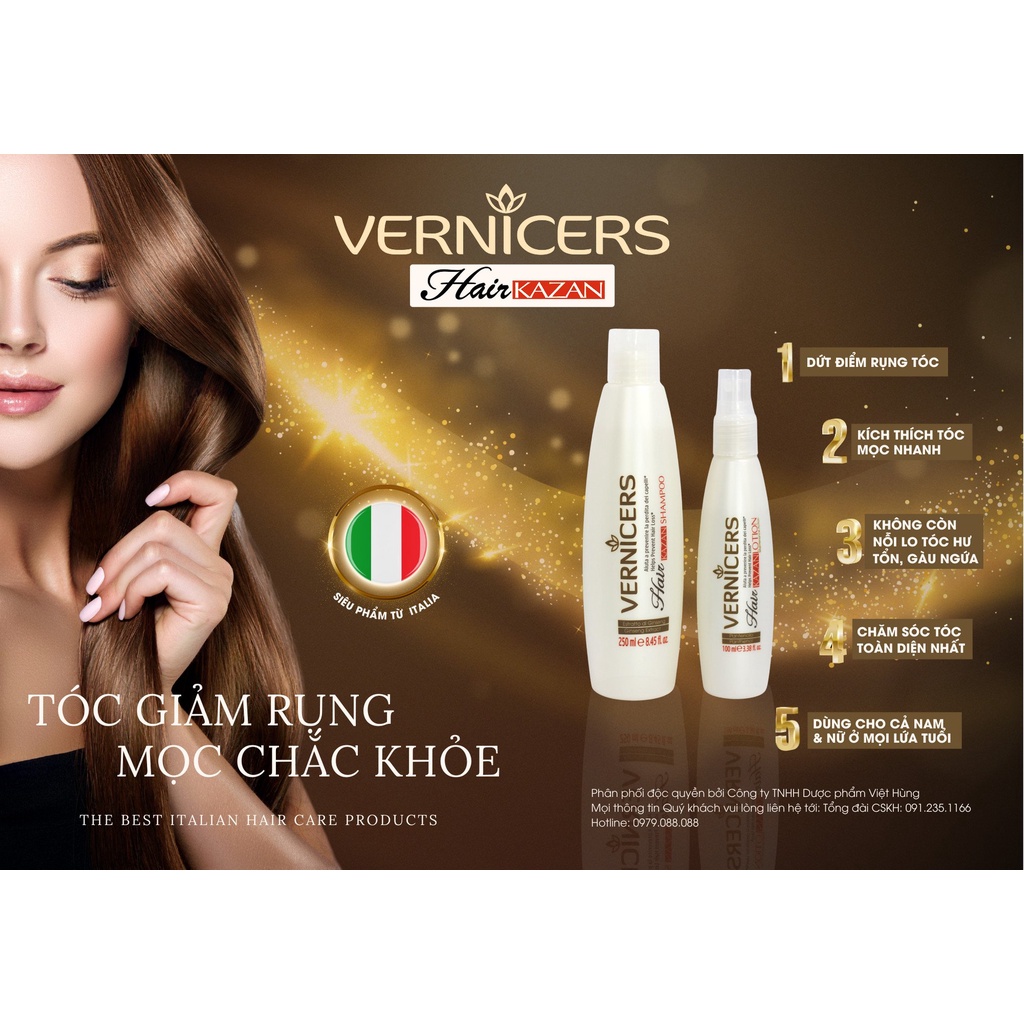 Dầu Gội Đầu Chống Rụng Tóc và Kích Thích Mọc Tóc VERNICERS HAIR Nhập Khẩu Ý, chai 250ml ( Chính Hãng )