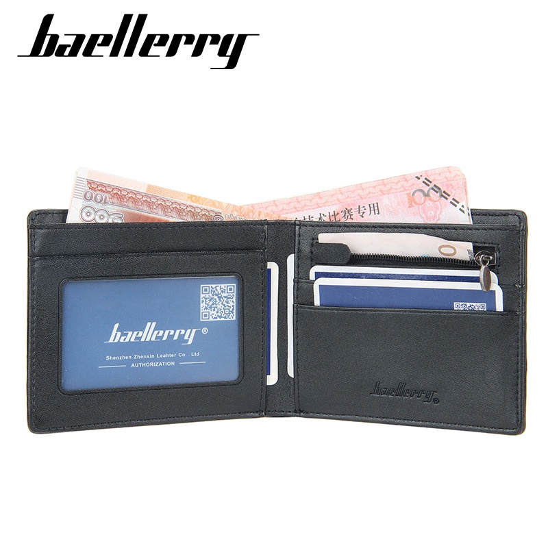 Bóp ví da nam Baellerry cao cấp kiểu dáng ví ngang dập nổi  nhiều ngăn đựng thẻ giấy tờ