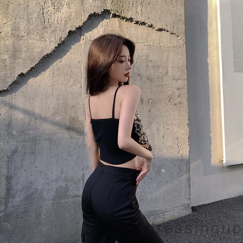 Áo hai dây dáng tam giác in họa tiết thời trang mùa hè cho nữ