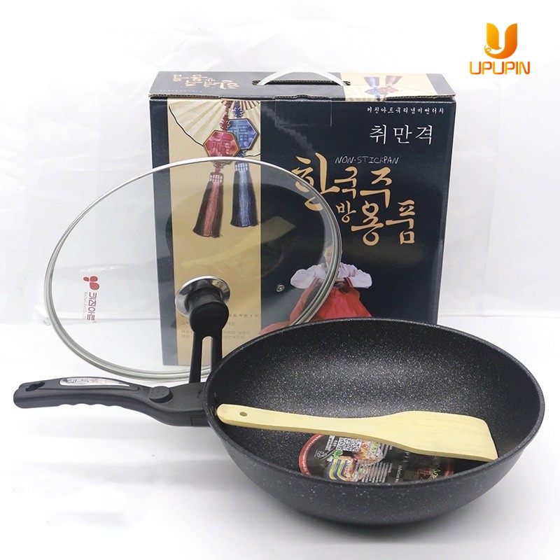 Hàn Quốc Chảo chống dính Kim loại 32cm Maifan Stone Wok Chảo gia dụng không khói