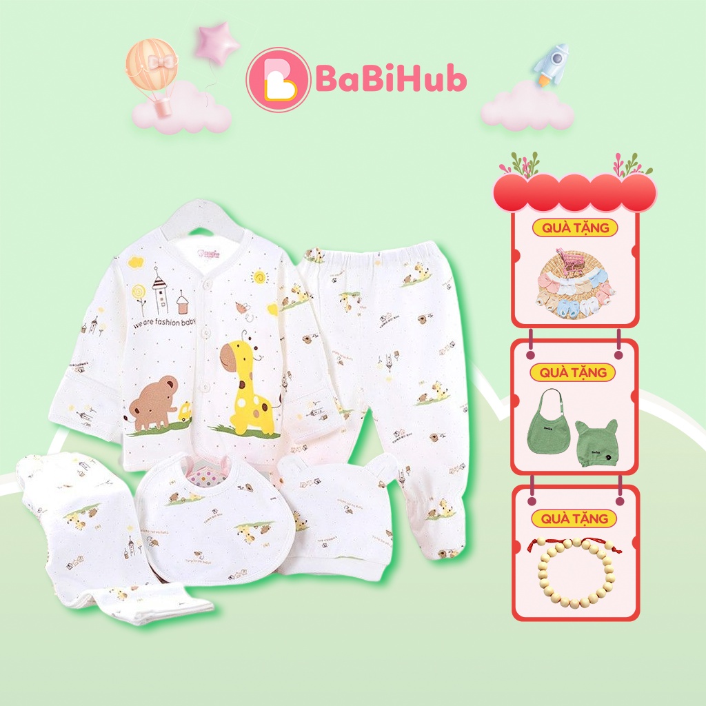 Set Đồ Sơ Sinh 5 Món Cho Bé Hình Thú Dễ Thương