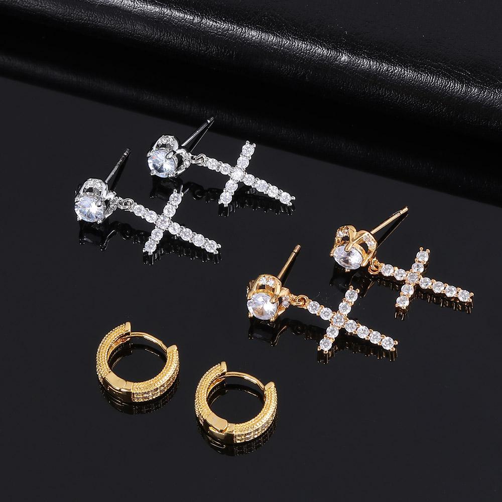 JUNE Bông Tai HìNh Chữ ThậP ĐíNh Đá ThờI Trang