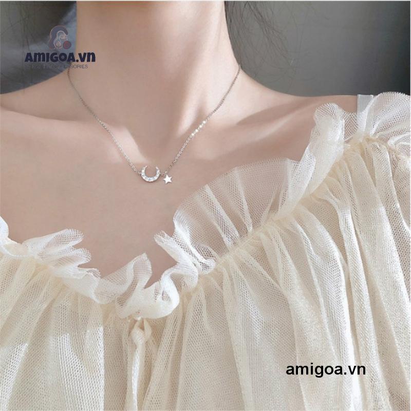 ✨✨vòng cổ Mặt Hình Ngôi Sao Và Mặt Trăng Đính Đá Thời Trang Cho Nữ
