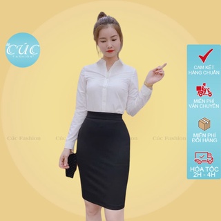 Áo sơ mi trắng nữ dài tay Cúc Fashion áo somi cao cấp cổ đức đẹp kiểu thời trang công sở đi học A01