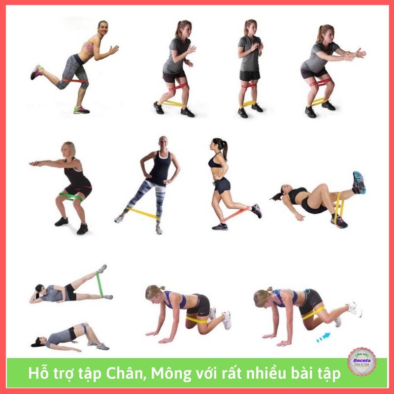 Dây miniband tập mông, kháng lực tập gym, đùi, chân Aolikes chính hãng