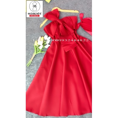 ĐẦM XOÈ MẶC CƯỚI NƠ NGỰC KÈM CÀI TÓC NƠ VOAN full size S/M/L/XL ( hàng có sẳn)