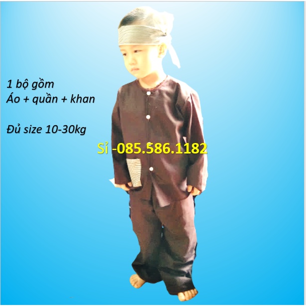 Bộ nông dân cho bé có kèm khăn loại đẹp đủ size từ 10kg đến 30kg