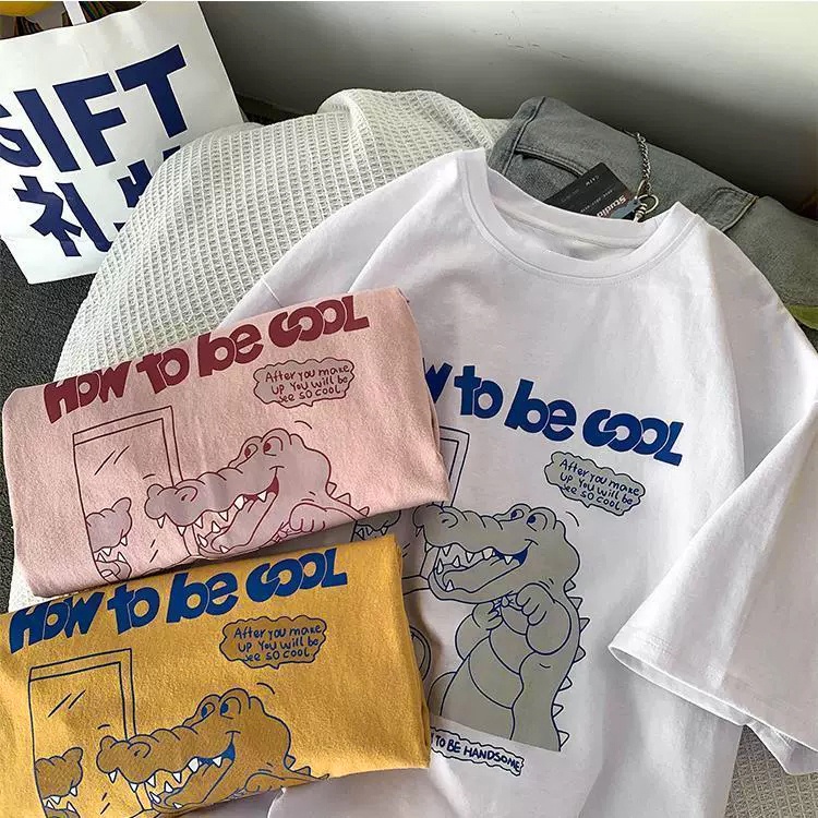 Áo thun HIIXIIVI 100% cotton tay ngắn cổ tròn in hình phong cách Hàn Quốc thời trang mùa hè 2022 cho nữ
