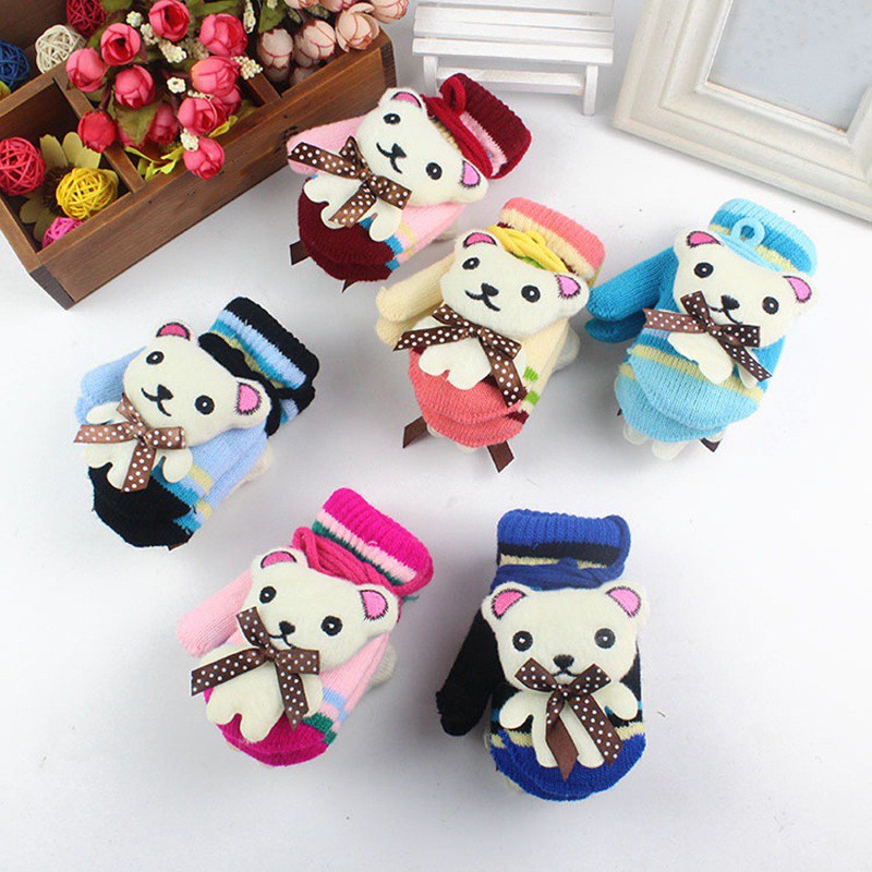 Găng tay len giữ ấm co giãn cho bé trai/gái 1-3 tuổi