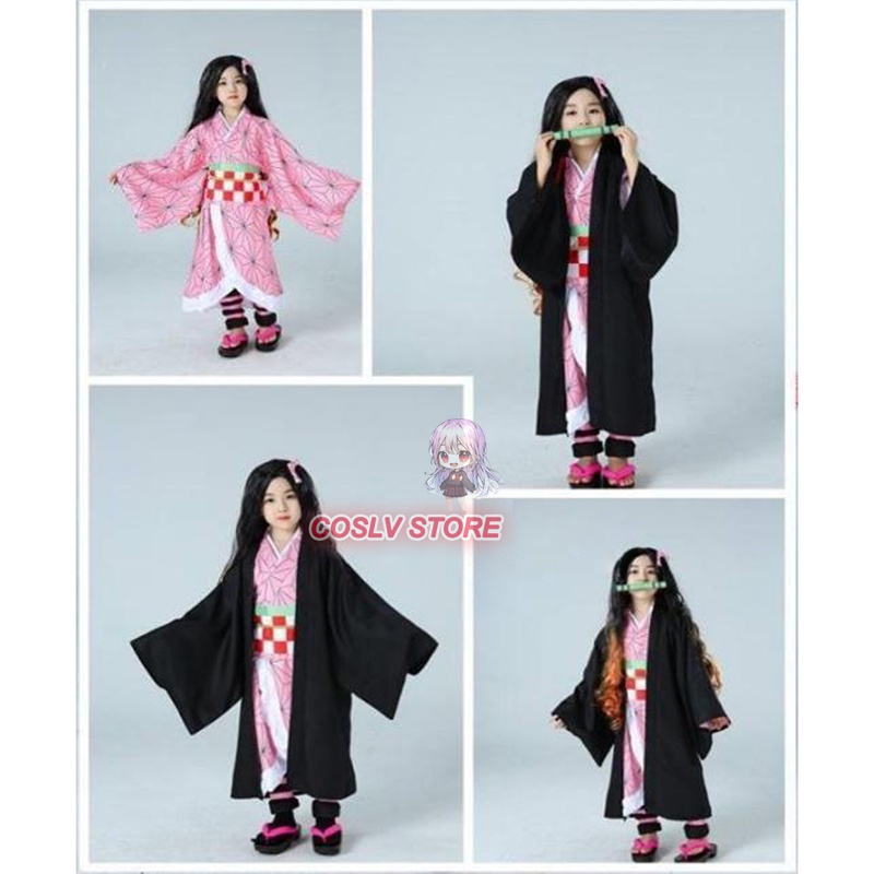 Trang Phục Kimono Hóa Trang Nhân Vật Hoạt Hình Demon Slayer Mini Kamado Nezuko Tanjirou Kimetsu no Yaiba