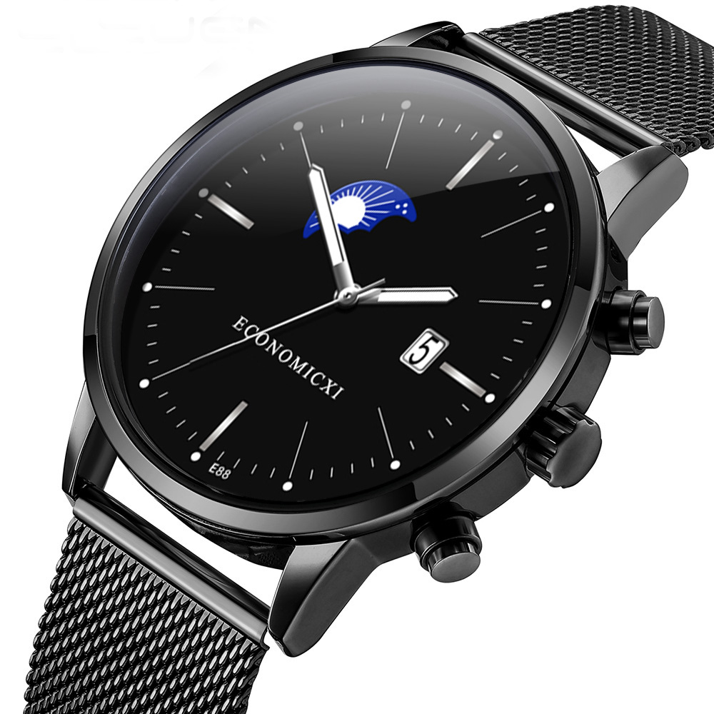 ZOLFA Minimalist Mens Casual Quartz Watch Black Mesh Strap Watch Stylish Business Mens Clock Casual Elegant Ultra Thin Analog Watch Đồng hồ nam