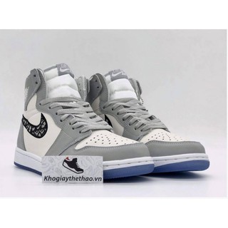 [Ảnh thật] Giầy Jordan 1 xám dior cao cổ hàng cao cấp hàng 11 - Khogiaythethao Bibi