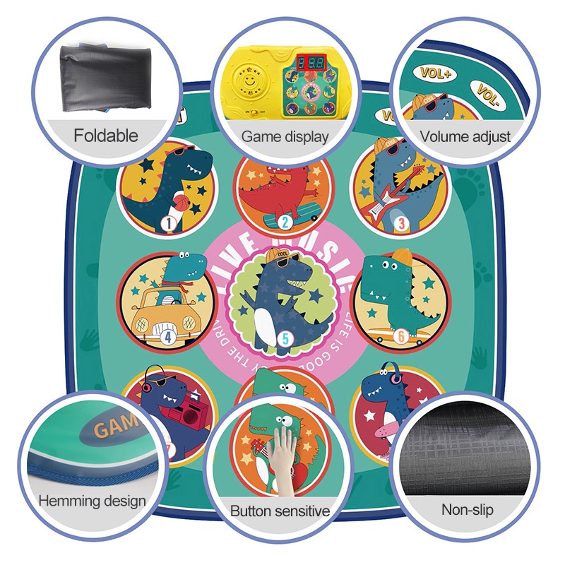 Coolplay Thảm Nhảy Điện Tử 90x90cm Với 3 Chế Độ Chiếu Sáng Và Nhạc Cho Bé