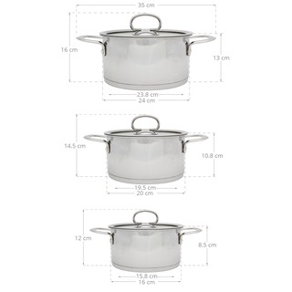 Bộ 3 nồi Inox Sunhouse SH890
