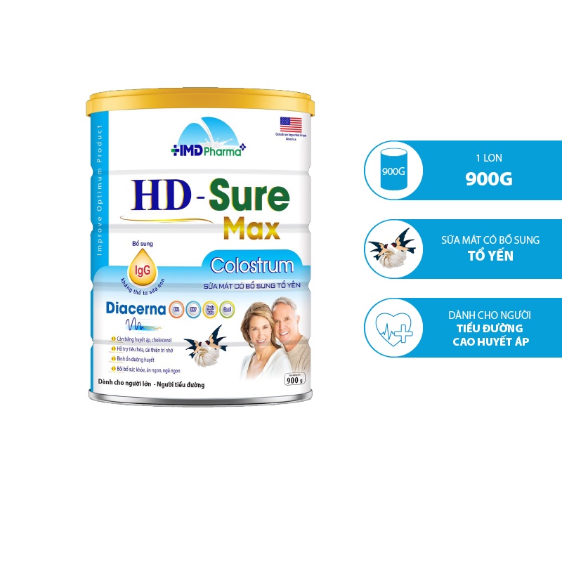 Sữa bột HD Sure Max Colostrum Diacerna 900gram