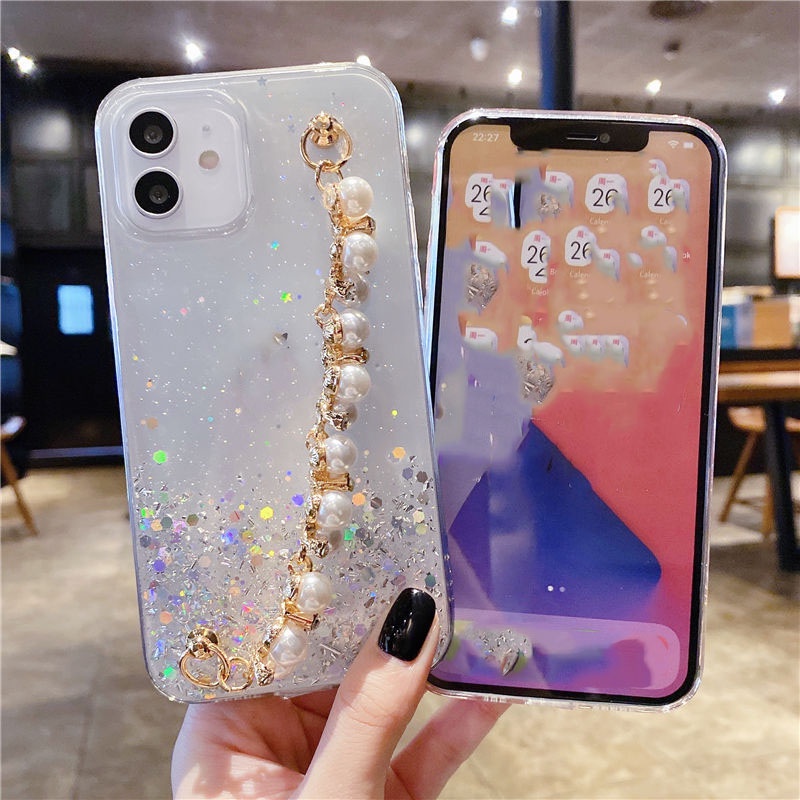 Ốp Lưng Trong Suốt Lấp Lánh Có Dây Đeo Cho Vivo Y17 Y12 Y15 Y67 V5 V5S V9 Y85 S1 Pro Y91 Y95 Y93 Y91C V11I V7 Plus