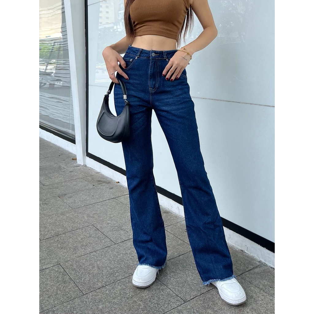Quần Jean Nữ Flare Cut Back , Chất Jean Dày Dặn , WQJ000046,SOMEHOW