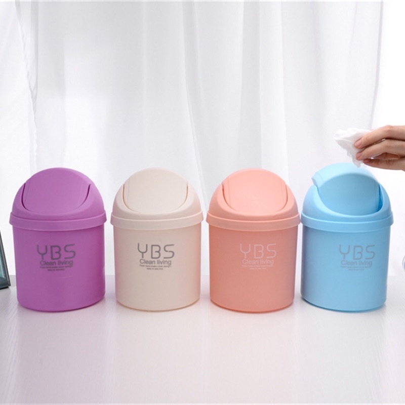 Thùng Rác Mini YBS Để Bàn Văn Phòng Có Nắp Đậy Tiện Lợi