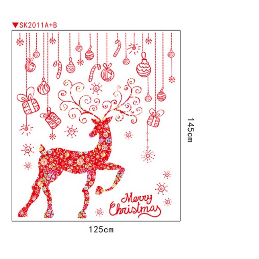 Decal trang trí Giang sinh Bộ Ghép Rèm phụ kiện Nai Đỏ sắc màu A.H