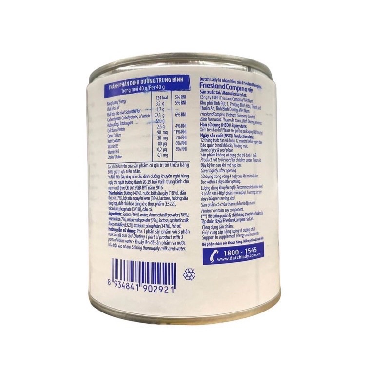 SỮA ĐẶC HÀ LAN TRẮNG DUTCH LADY 380g