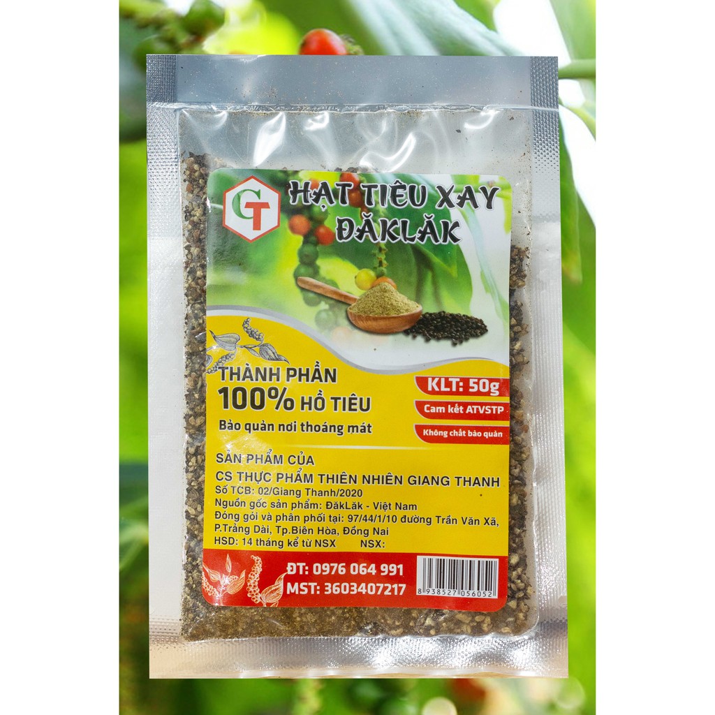 Hạt Tiêu Xay Đăk Lăk (Túi 12 gói x 50g) Không Pha Tạp Chất Giang Thanh